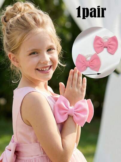 1 Pair Girls/Women's Pink Bow Lace Cuff Sleeves, Detachable Satin Bow Lace Floral Decor Wrist Cuffs, Versatile