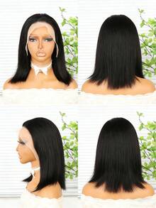 Elegant Natural Black Short Bob Wig For Women - 16 Inch,Hair With Side Part, Perfect For Daily Wear & Cosplay, Face Shaping, Head Cover, Party Wig 1B Bob Wig Human Hair 13x4 Frontal Lace Wig Transparent Lace Front Wigs Human Hair Pre Plucked With Baby Hair Straight Wig Human Hair 200% Density Human Hair Bob Wigs With Baby Hair Middle Part Lace Wigs Natural HairLine Wigs For Women - SNatural - View 12
