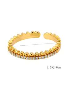 Klassiska Twist Chain Open Rings För Kvinnor Zirkonium Geometrisk Twist Wrapped Parring Bröllop Estetiska Smycken - Gult guld - Visa 10