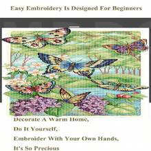 SNA 2026 New Style Cross Stitch Embroidery Kit Butterfly Flower Bushes Cross-Stitch Full Printed Embroidery Sets Diy Handicraft Needlework Diy Kit Crafts Embroidered Embroidery Kit Cross Stitch Kits Crochet Kit Punch Needle Kit Sewing Accessories Sewing Kit Embroidery Thread Craft Kit Stitch Stuff Sewing Patterns Crochet Craft Supplies Embroidery Kit Beginners Sewing Pattern - Need to Embroider By Yourself, No Frame - View 4