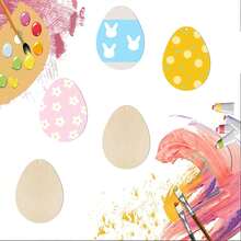 10个未上漆的木制复活节彩蛋，可用于DIY工艺品、绘画、圣诞节、生日派对、春季家居装饰，营造欢乐复活节氛围。 - 米色 - 查看 7