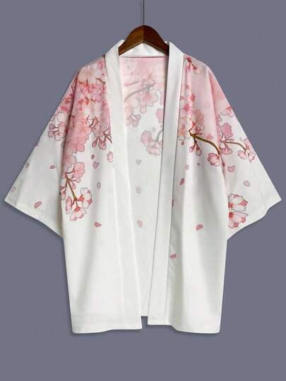 日式印花和服开衫，复古宽松春夏男女通用休闲外套，轻薄外套，适合海滩/度假/旅行，也可作薄款罩衫或羽织长袍。