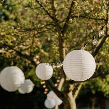 21pcs White Paper Lantern Set For Weddings, Engagements, Birthdays & Graduations - Elegant Striped Design, No Electricity Needed, Battery-Free ﻿ - White - View 10