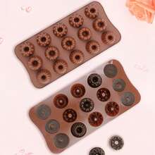 1/2pcs Chocolate Mold, Hollow Flower Pattern Design, Suitable For Chocolate, Candy, Cookie And Ice Cube Molds, As Well As Craft And Baking Tools - Brown - View 5