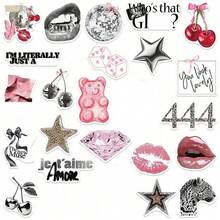50pcs Y2K Aesthetic Stickers, Including Urban Girl Stickers, Y2K Style Black & White Stickers, Urban Stickers, Leopard Print Stickers, Art Stickers, Cartoon Stickers, Graffiti Stickers, Vinyl Stickers, Suitable For Water Bottles, Tumblers, Guitars, Luggage, Phones, Phone Cases, Laptops, Skateboards, Great Gift Item. - Multicolor a - View 5