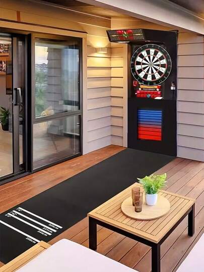 1pc Dart Board Mat | 4 Throwing Distances, 200x30cm, Suitable For Home, Club Entertainment | Black, EVA Material, Universal Size