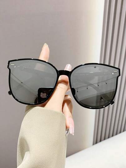 Y2K Mercury Lens Round Large Frame Fashion Fashion Glasses, Plastic Casual Decorative Daily Wear Unisex