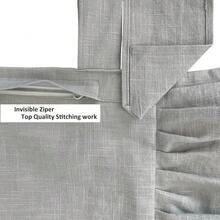Korean Made Chair Pad 17.5'x 17.5' Slipcover Chair Cushion Cover Ties With Ruffle Farmhouse Decor Covers Only, Gift For Mom (Light Gray) - 淺灰色 - 查看 7