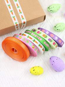 1 Gulungan - Dekorasi Pita Paskah dengan Telur, Wortel & Pita Warna-warni, Cocok untuk Pembungkus Kado, Buket, Pembuatan Kue, Karangan Bunga dan Pita DIY - MultiWarna - View 3