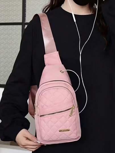 1 pieza Nuevo bolso de pecho para mujer, bolso de cintura de negocios de moda, conveniente para el transporte diario, deportes y acondicionamiento físico, bolso de un solo hombro de gran capacidad y peso ligero, regalo ideal para el Día de San Valentín, diseño de múltiples bolsillos