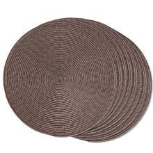 FunWheat Set Of 8 Round Woven Placemats For Dining Table Fabric Washable Non-Slip 38cm Brown 8pcs - Brown - View 1
