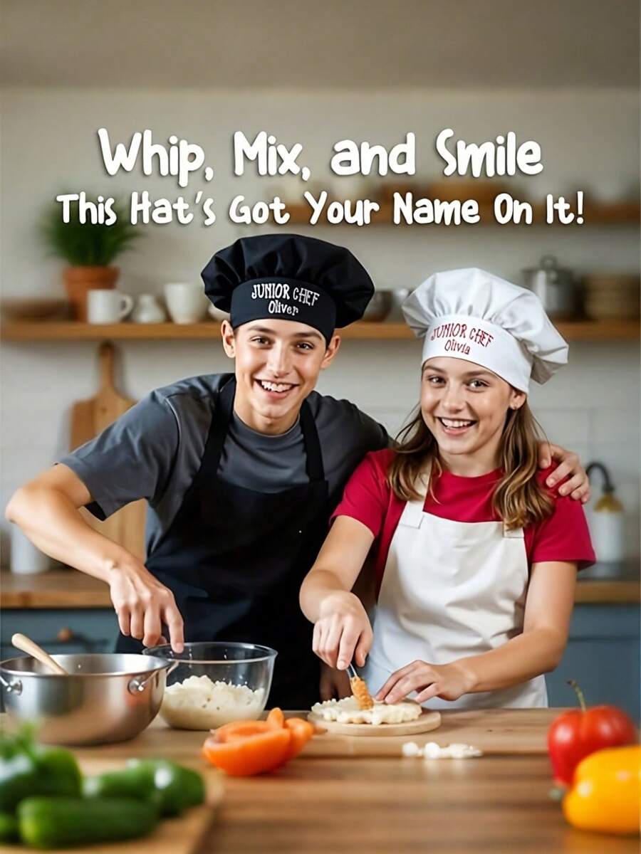 Customized Text Baker/Chef Hat, Adjustable Personalized Name Chef Hat, Professional Chef Hat, Baking Enthusiast Chef Hat Gift, Chef Gift - A - View 1