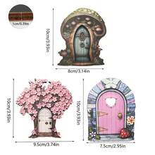 1.0cm Thick Mini Fairy Door Decor Ornament, Fairy Door Shaped, Suitable For Outdoor Garden Yard Lawn, Fantasy Theme Micro Landscape Decor, Outdoor & Garden Supplies, Gardening Ornament (Double-Layer Craft) - JLM021 - View 3