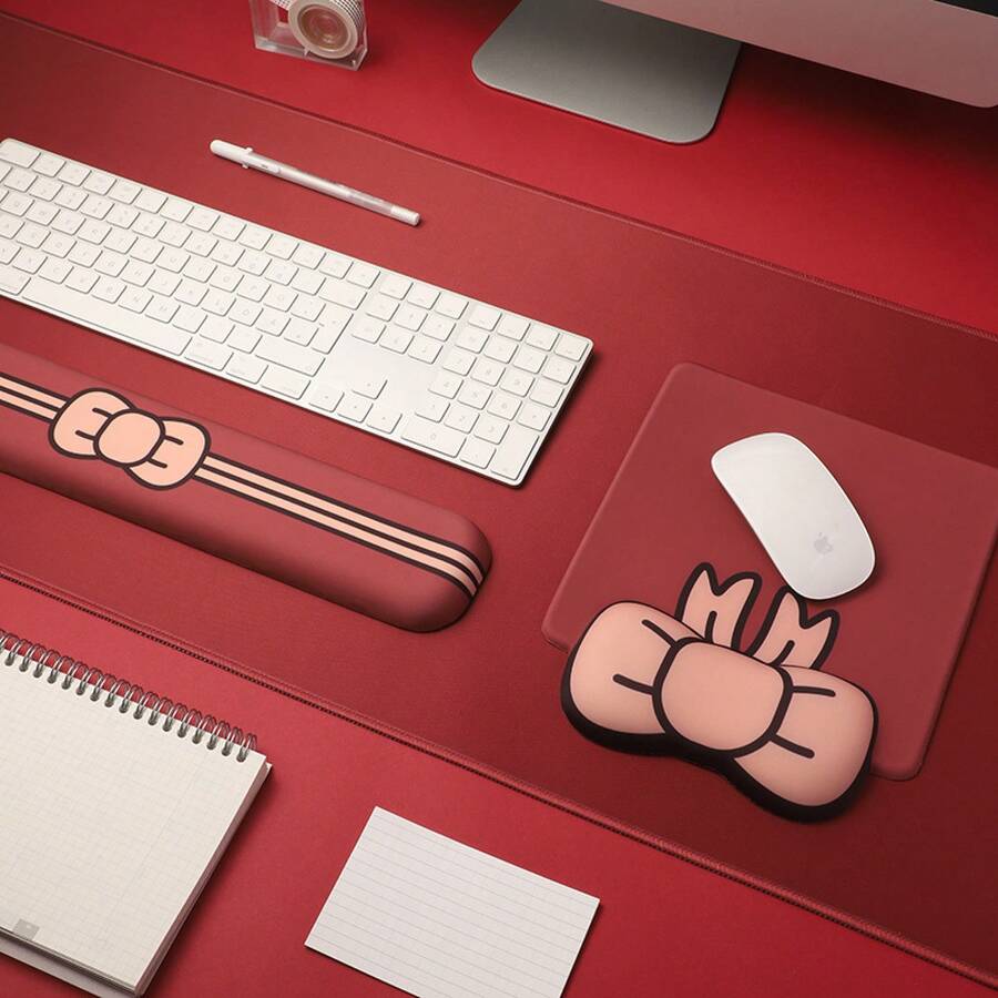1 Pcs Wrist Support Mouse Pad Keyboard Wrist Rest Cute Cartoon Creative Small Office Wrist Pad For Girls - 蝴蝶結灰藍色手托 - 查看 1