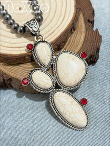 高品质女士复古波西米亚风西部绿松石吊坠仿珍珠项链，2026新款，百搭风格，适合日常佩戴或聚会场合，2026新款设计，是重要节日馈赠亲友或自用的完美之选，佩戴后定能收获赞美，立即添加到您的珠宝收藏中吧！如果您对产品满意，请留下五星好评并分享您的美照。 - 多色仙人掌 - 查看 8