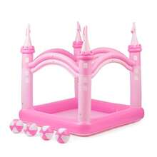 Teamson Giant Inflatable Pink Castle Wading Pool And Sprinkler For Beach Balls Included - As Pic - View 2