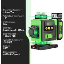 Yofidra 16-Line High-Precision Laser Level With Auto-Leveling, Touch Control, Brightness Adjustment, And Durable Rechargeable Battery - Easy To Use And Ideal For Home Renovation & Construction Projects,Essential Tools For DIY Home And Courtyard Renovation - UK Plug(220-240V) - View 3