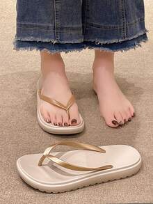 YOUMGL 男士夏季人字拖，防滑EVA人字拖凉鞋，户外鞋，沙滩鞋，拖鞋 - 香檳色 - 查看 2