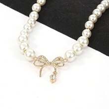 Pendants - Little  Bow Pearl Necklace - View 1