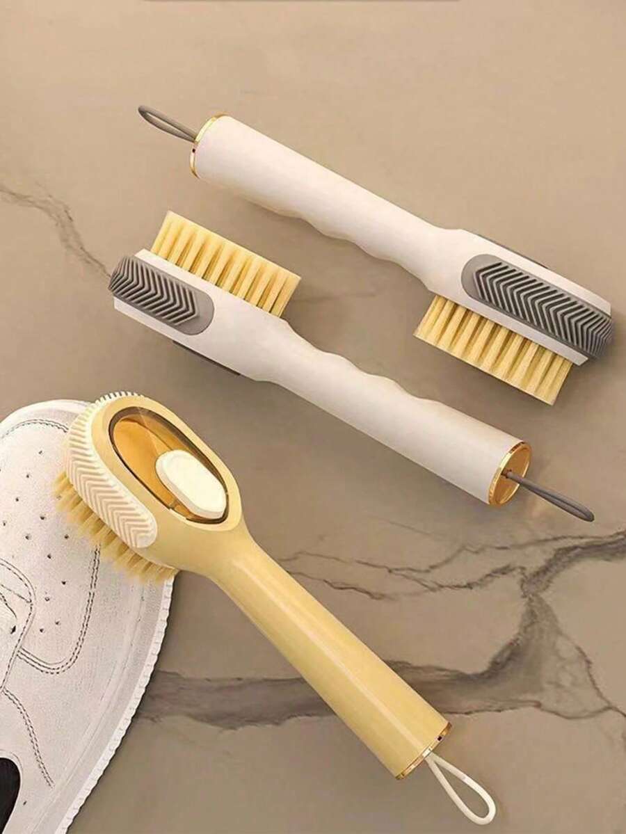 1pc Multi-Functional Shoe Brush With Liquid Dispenser - Plastic Material, Ergonomic Handle, Reusable Soft Bristles, Suitable For Household Use, Soap Dispenser Function, Convenient Cleaning - Multicolor - View 1