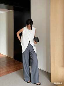 Women's Long Pink And White Knit Dress For Pre-Wedding, Civil Wedding, And Beach Wedding - 白色 - 查看 5