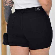 Women Denim Shorts - 黑色 - 查看 3