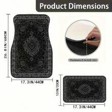 4pcs Moroccan Universal Vintage Car Floor Mats, Suitable For Front & Rear Seat Protection In All Vehicles, Fashionable And Durable Car Accessories, All-Season Car Carpet Floor Mats, Enhance Your Car Interior Decor - 波希米亞 - 查看 5