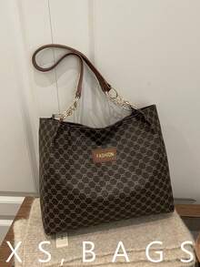 休闲通勤大容量时尚复古女式手提包，多功能高品质新款单肩包 - 咖啡 - 查看 1