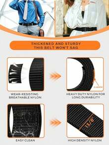 男士棘轮皮带，尼龙材质，1 3/8 英寸帆布棘轮皮带，时尚男士尼龙网布皮带 - 彩色 - 查看 4