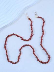 1 件不对称天然石防滑眼镜链（可调节）女士眼镜配件 - 彩色 - 查看 32