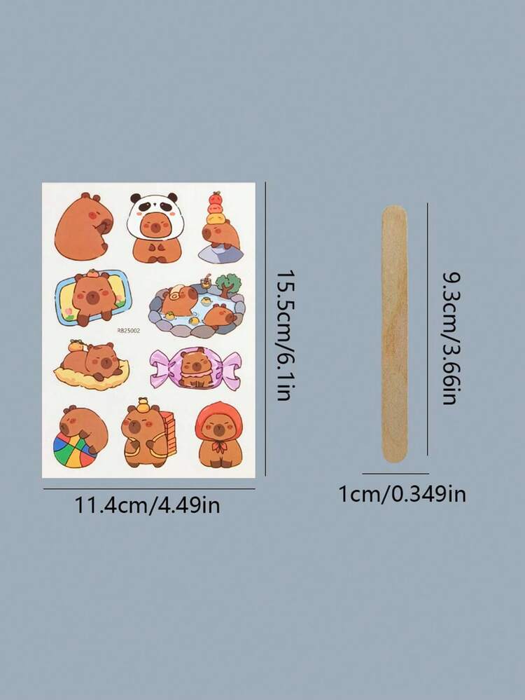 4 pegatinas rascables, diseño de patrón de dibujos animados, patrón de capibara, animales pequeños lindos, pegatinas para teléfonos móviles, material de libro de dibujos animados, se pueden cortar libremente, adecuado para diarios, pegatinas de dibujos animados lindos para estudiantes, patrones decorativos, adecuado para cuadernos DIY y fundas de teléfonos - Rectángulo - Añade 10