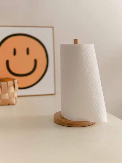 1pc Wooden Paper Towel Holder, Tissue Roll Dispenser, Standing Paper Towel Roll Holder, Paper Hanger, Kitchen Paper Towel Dispenser, Paper Towel Holder Countertop, Bamboo Paper Towel Roll Holder, Napkin Stand On The Desk, Kitchen Towel Rack, Tissue Rack, Freestanding Paper Roll Dispenser For Kitchen Restaurant, Bathroom, Bedroom, Wood Paper Towel Stand, Bamboo Tissue Paper Holder, Standard Roll Holder For Cabinet, Stand With Anti-Skid Base, Table Top Items, Kitchen Storage, Organizer.