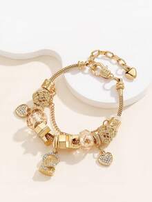 1条Y2K复古风手链，1条梦幻城堡手链，1条水钻爱心手链 - 彩色 - 查看 2