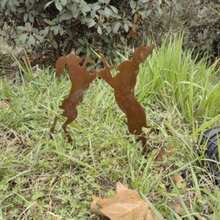 1 Piece Of Metal Rust Brown Rabbit Ground Insert, Easter Rabbit Silhouette Insert Garden Grass Flowerpot Holiday Decoration Item - Rabbit - View 3