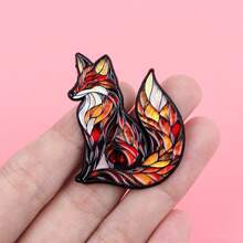 Cute Cartoon Animals Fox Enamel Pin Colorful Cats Brooch Pins Lapel Pin Badge On Backpack Clothing Accessories Jewelry Friends Gifts - Black - View 5