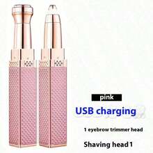 Nuevo afeitadora eléctrica de oro rosa para mujeres, recargable por USB, diseño de doble cuchilla para mejillas, labios, barbilla, línea del bikini y axilas, recortadora portátil, regalo perfecto para vacaciones, afeitadora de diamantes, totalmente automática - Multicolor - Ver 17