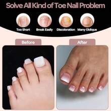 300 Pcs Gel X Toe Nail Tips 15 Sizes Extra Wide Large Toenail Tips Full Cover Matte Clear No-File Needed DIY Artificial Nails For Toes Square Shape False Toenails Tips - 自然趾甲貼片 504片/盒 - 查看 4