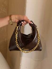 Hollow Straw Woven PU Patchwork Mini Underarm Bag With Star Pendant Detachable Leather Shoulder Strap Zipper Closure Women's Crossbody Small Bag - Coffee Brown - View 12