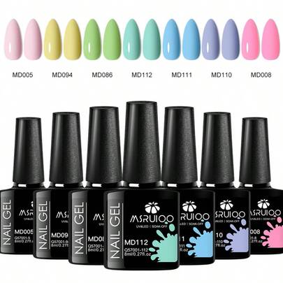 7pcs/Set 8ml Macaron Color Gel Nail Polish Set, Long-Lasting And Durable, Lead-Free, HEMA & TPO-Free, Soak-Off UV Gel Nail Polish For Summer Manicure, DIY Nail Art Design, Suitable For Nail Salons And Home Use
