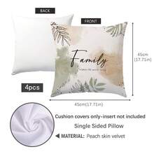 4pcs Inspirational Text & Watercolor Floral Pattern Throw Pillow Covers, Single-Sided Soft Peach Velvet Material, 45*45CM Cushion Covers For Home Indoor Bedroom Living Room Party Decor, Sofa Decorative Pillow Covers, Holiday Gift, No Pillow Insert - Multicolor - View 2