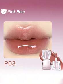 Pink Bear Moisturizing Glossy Liquid Lip Gloss, Shade 03, Plump Lips, Nourishing & Hydrating, Adorable Cartoon Packaging, Great Gift For Friends, Vibrant Color Suitable For Daily Wear, 2ml/0.07fl.Oz - 03 - Xem 2