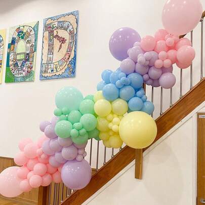 10英寸彩虹马卡龙色气球，多色亮片气球，适合女孩、独角兽、复活节、订婚、周年纪念、生日、婴儿派对装饰