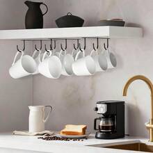 DEPAOTLUX 2 gancos para tazas soporte para tazas debajo  gabinete ganco para tazas de cafe organizador para colgar tazas con 9 gancos para mostrar tazas tazas y nsilios de cocina negro - negro - Ver 2