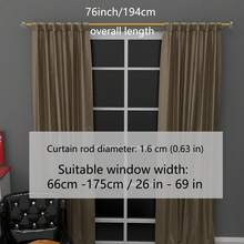 5/8英寸金属窗帘杆，配有装饰性透明水晶风格杆头，提供白色、黑色、金色、银色窗帘杆套装，可安装窗帘、薄纱、浴帘等。螺旋连接器可将长度从120厘米延长至379厘米，适用于26英寸至142英寸的窗户。安装简便，坚固耐用。这款窗帘杆适用于卧室、厨房、客厅、餐厅或办公室，风格现代优雅，视觉效果简洁美观！ - 彩色 - 查看 32