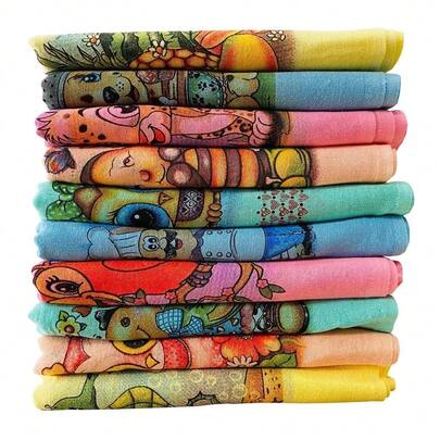 Kit 10 Panos de Prato Estampados Coloridos – 100% Algodão