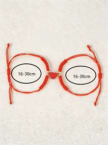 2条/套磁性心形情侣手链，适合情人节爱情手链 - 紅色 - 查看 2