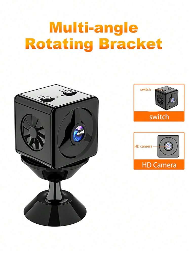 1个智能迷你1080P全高清摄像头，支持2.4GHz WiFi连接，可通过移动应用程序远程访问，具有移动侦测、循环录像和语音对讲功能，支持USB充电，适用于室内外使用——适用于办公室、汽车和家庭安全场景，是一款隐藏式摄像头。 - 黑色 - 查看 5