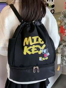 Disney 背包、男女通用健身包、米奇背包、可扩展胸包、旅行包、多功能收纳包、时尚手提包、牛津布抽绳单肩包 - 彩色 - 查看 3