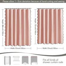 MIULEE 84\ Long Scalloped Shower Curtain Linen Textured With 12 Metal Hooks Cute Extra Long Heavy Duty Washable Waterproof Cloth Curtains With Black Border For Bathroom Hotel Bathtub,Blush Pink - 腮紅粉 - 查看 7