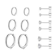 6 pares de juegos de pendientes de acero inoxidable para múltiples perforaciones, pendientes de aro pequeños y ligeros, pendientes de bola plana CZ para cartílago, hélice, lóbulo, accesorios hipoalergénicos para bikini de playa y vacaciones, accesorios para vestidos de novia, joyas versátiles perfectas para usar mientras nadas, te bañas, haces ejercicio, excelentes para regalos de San Valentín, cumpleaños, Día de la Madre y sorpresas de vacaciones. - Multicolor - Ver 6